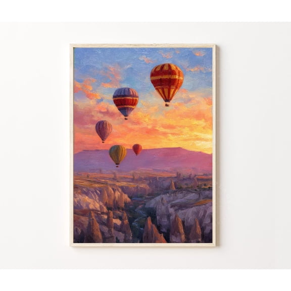 Cappadocia Turkey Hot Air Balloons Sunrise Anatolia Wall Art, Unframed Paper Poster 8x10in