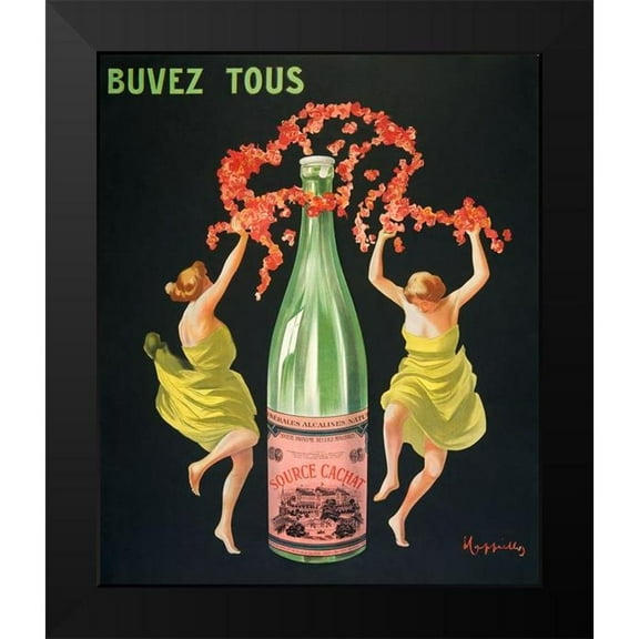 Cappiello, Leonetto 12x14 Black Modern Framed Museum Art Print Titled - Drink all Evian-Cachat