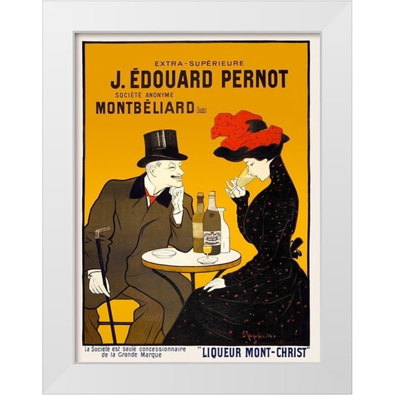 Cappiello, Leonetto 14x18 White Modern Wood Framed Museum Art Print Titled - Man and woman at a cafe