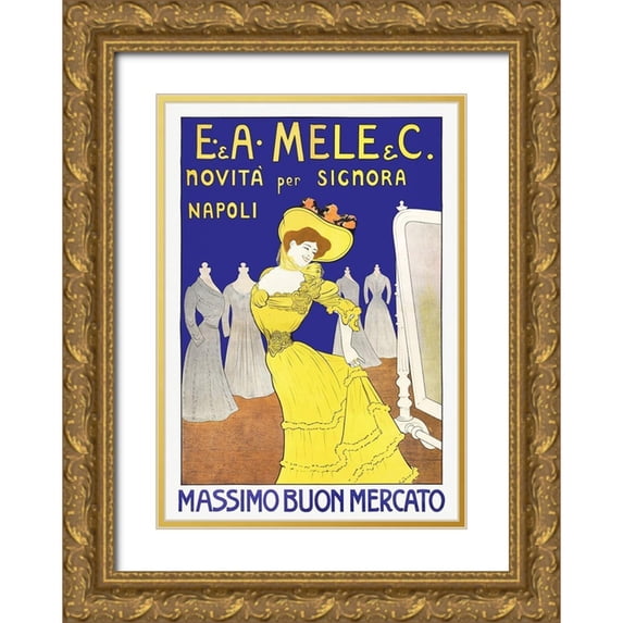 Cappiello, Leonetto 18x24 Gold Ornate Wood Framed with Double Matting Museum Art Print Titled - Massimo Buono mercato