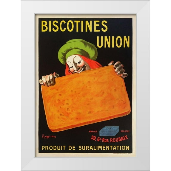 Cappiello, Leonetto 18x24 White Modern Wood Framed Museum Art Print Titled - Biscotines Union
