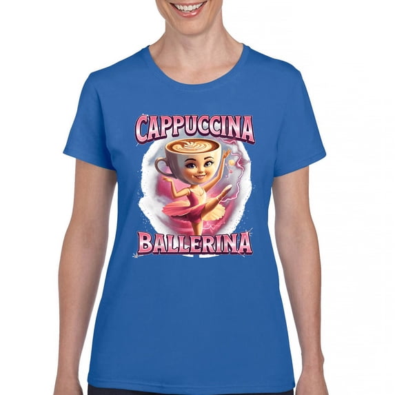 Cappuccina Ballerina T-Shirt Fun Italian Brainrot Gen Z Alpha Meme Women's Tee
