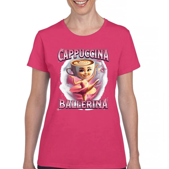 Cappuccina Ballerina T-Shirt Fun Italian Brainrot Gen Z Alpha Meme Women's Tee