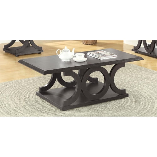 Elegant Cappuccino C-Shaped Wood Coffee Table 47"