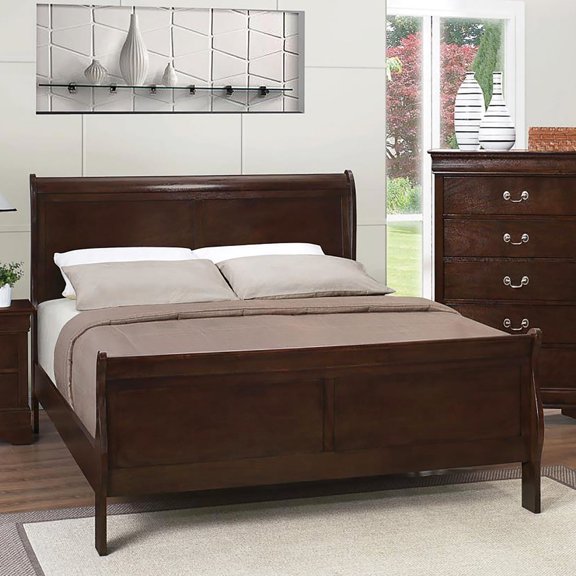 Cappuccino Color - Features Higher Headboard than Footboard - Bedroom Usage Scenario - Adds Warmth to Bedroom
