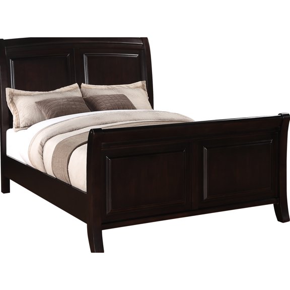 Cappuccino Colored King Transitional Bed - Ensures A Blissful Sleep In Rich Enhances Bedroom Ambiance