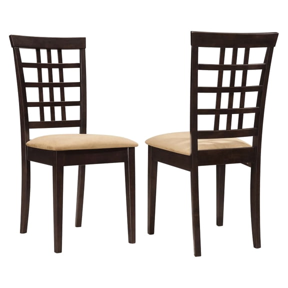 Cappuccino Dining Chairs Of 2, Back Detail, Padded Upholstered Seat For Comfort, Rectangular Shape, Room 2 In Cappuccino, Transitional Style Room, Shape