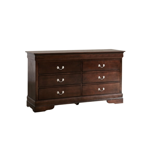 Cappuccino Dresser G3125-d By Glory Furniture - Traditional Style Bedroom With Bases And Curved Mouldings Beige Particle Board 60 In. Depth X 18 Width 33 Height & English Dovetailed Drawers, 60" D