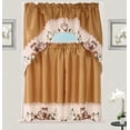 thumbnail image 1 of Cappuccino Embroidery Design Kitchen Curtain with Swag and Tier Set 36 inch Coffee Color, 1 of 6
