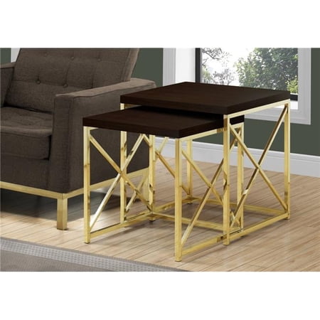 Cappuccino & Gold Metal Nesting Table - 2 Piece
