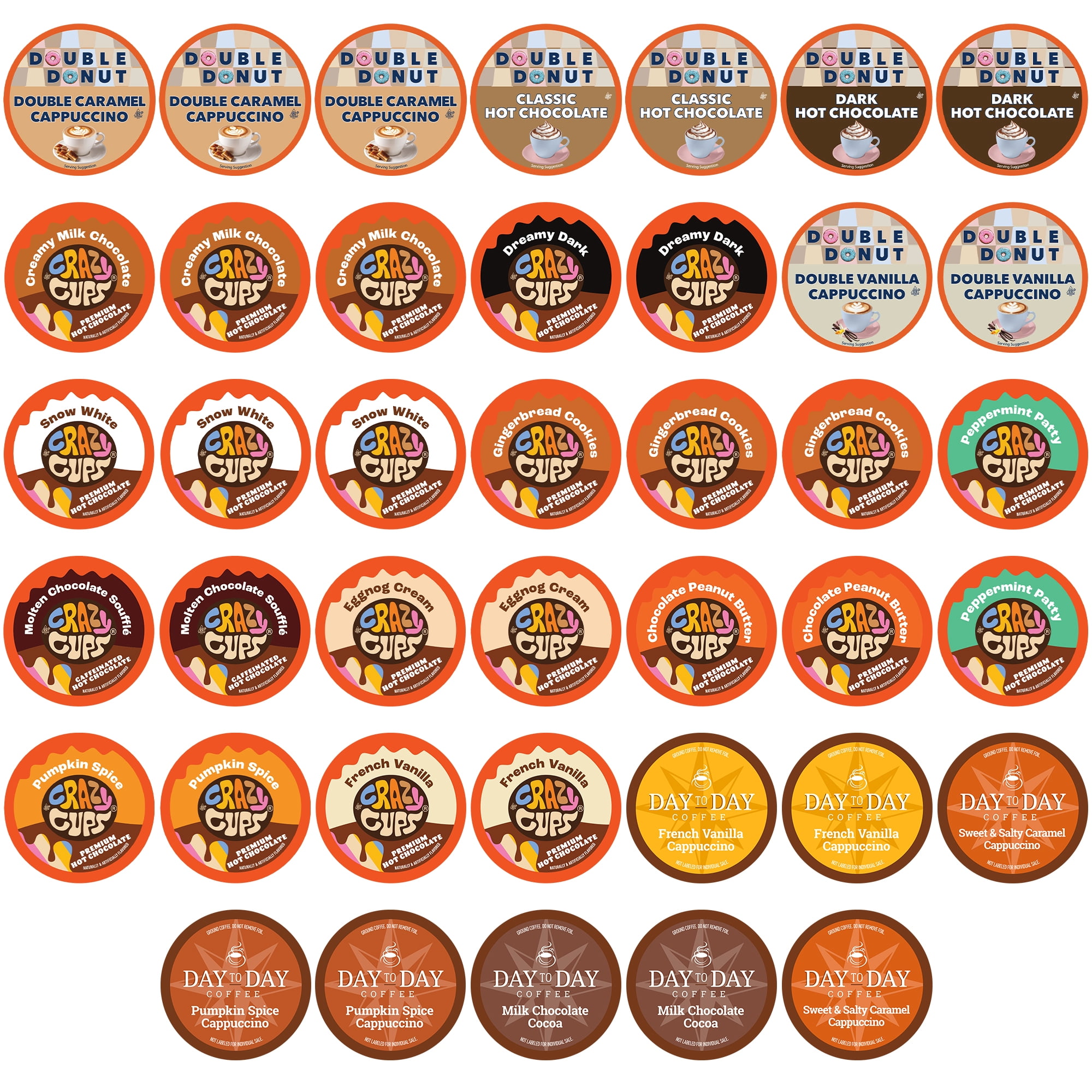 Perfect Samplers Cappuccino & Hot Chocolate Variety Pack, 40 Count Premium Flavored Pods, Hot Cocoa & Coffee Gift Set for Keurig K-Cup Machines