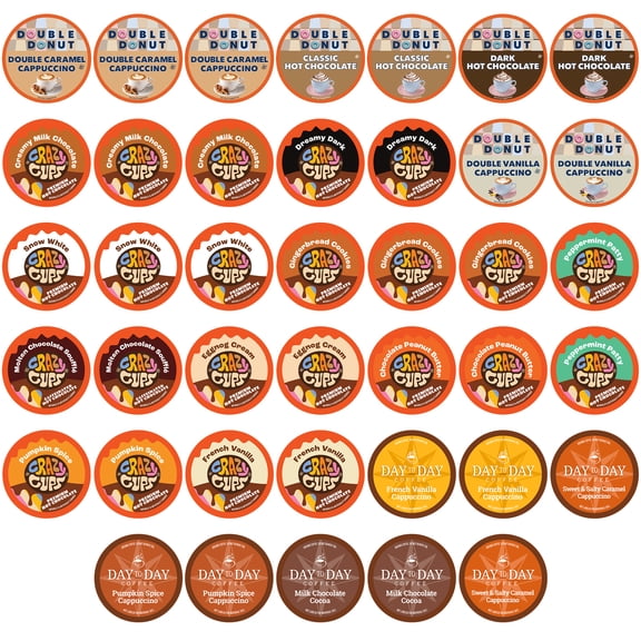 Perfect Samplers Cappuccino & Hot Chocolate Variety Pack, 40 Count Premium Flavored Pods, Hot Cocoa & Coffee Gift Set for Keurig K-Cup Machines