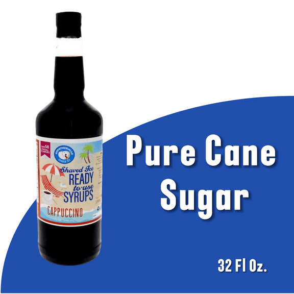 Cappuccino Hypothermias Snow Cones Flavor syrups for drinks, coffee, shaved ice & slushie, piraguas, raspados, soda flavor syrup No Corn Syrup, 100% Pure Cane Sugar Quart (32 fl. oz)
