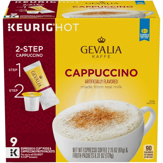Cappuccino KCup Coffee Pods & Froth Packets (36 Pods and Froth Packets