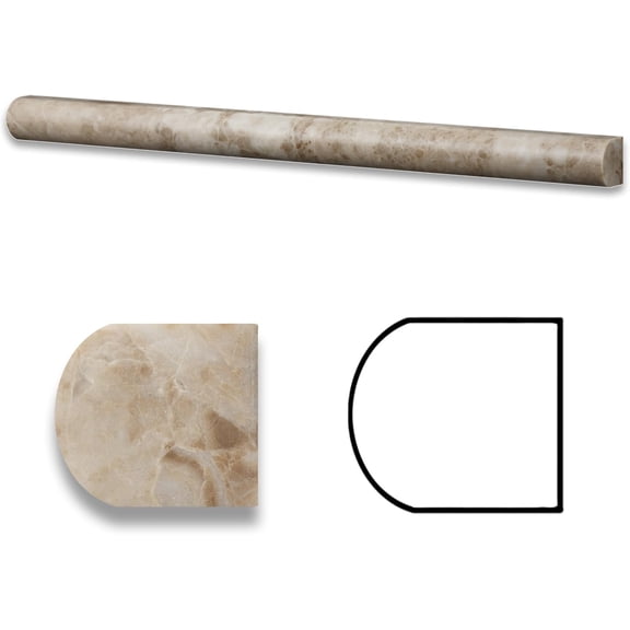 Cappuccino Marble 3/4 X 12 Polished Bullnose Liner - Box of 5 Pcs.
