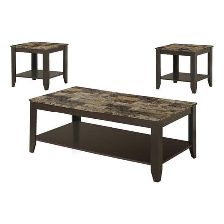 Cappuccino Marble Look Top Table Set, 3 Piece