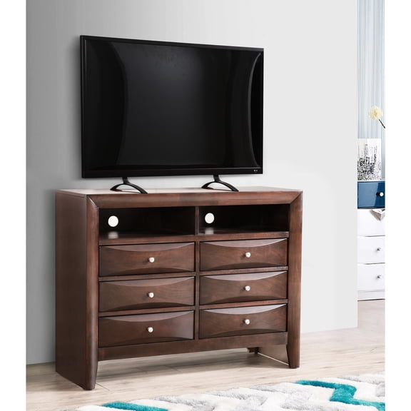 Cappuccino Media Holder - Glory Furniture G1525-tv2, 99.61 Lb Weight Capacity Modern Bedroom G1525-tv2 Chest With Molded Resin