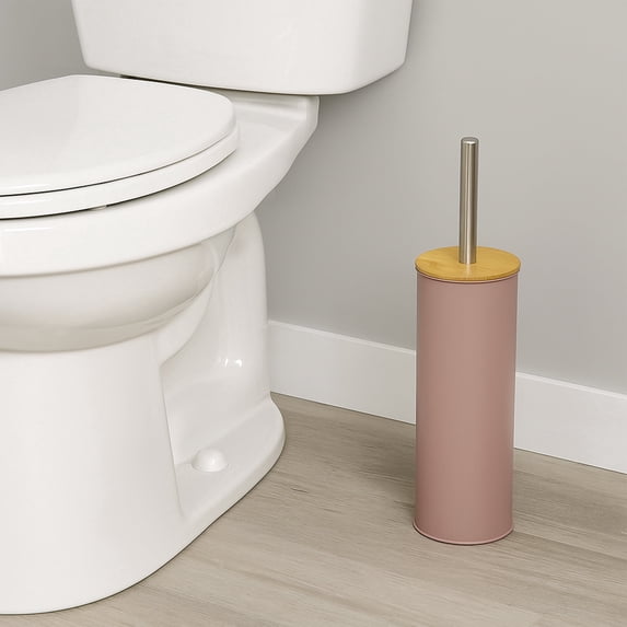 Evideco French Home Goods Will Commercial Toilet Brush & Holder Set with Toilet Brush, Brown