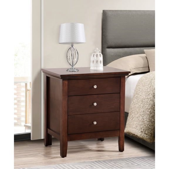 Cappuccino Nightstand - Glory Furniture G5425-n. 3 Drawers. Real Wood Veneers Placed. Robust Tailed Fully Assembled At Factory. Nickel Hardware Accented. Beige Particle Board. 24in D X 18in W 26in