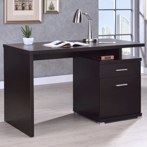 Cappuccino Office Desk with 2 Drawers and File Storage for Efficient Work in Home or Commercial Offices