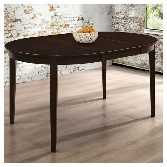 Cappuccino Oval Dining Table with Leaf Extension Brown + Dining Room + Transitional + Tabeltop + Rubberwood + Oval + Kitchen & Dining Tables + Wood
