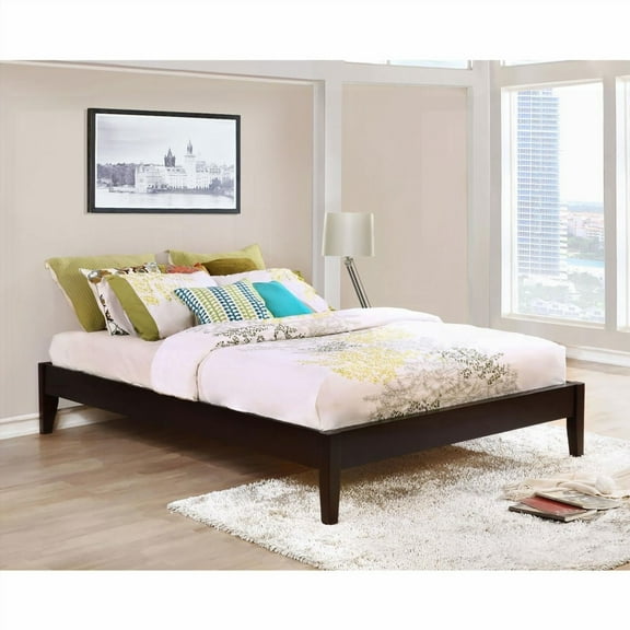 Cappuccino Platform Bed - Pine and Asian Hardwood Construction