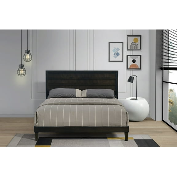 Cappuccino Queen Rubberwood and MDF Wooden Platform Bed (Fully Slated)