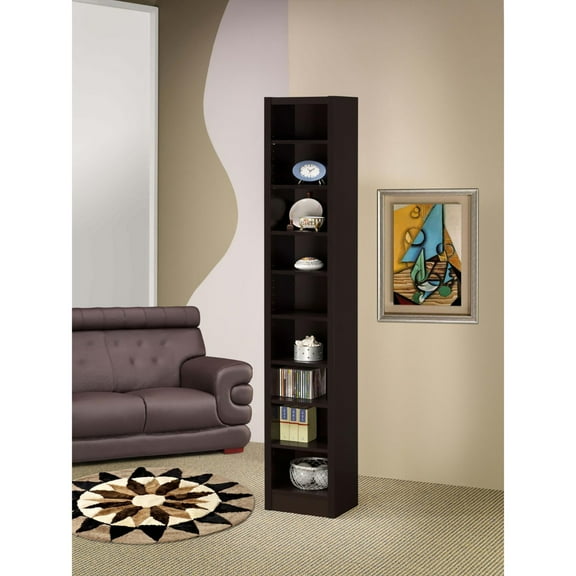 Cappuccino Rectangular Bookcase: Tall Storage for Small Spaces