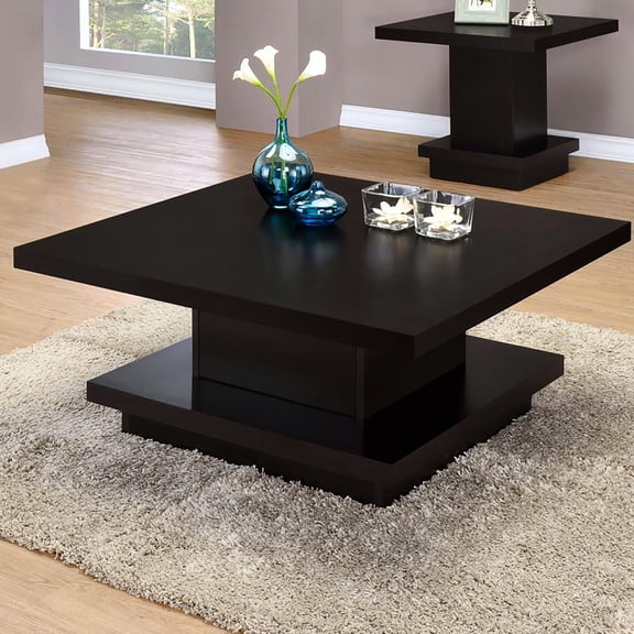 Cappuccino Square Coffee Table, Spacious Top For Snacks & Essentials, Construction, Decorative Shelf, Modern Living Room Furniture Shape With Ample Space Stand And Pedestal Base, Stylish Decor