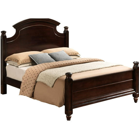 Cappuccino Summit G5950a-qb Queen Bed, Real Wood Veneers Alluring Design, 4 Post Handcrafted Traditional Furniture, Foundation Or Slat Kit Demanded Charming Finish, Bed Poles, Bedroom Decoration,