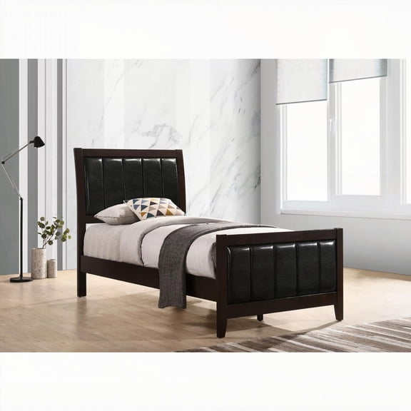 Cappuccino Twin Panel Bed with Impressive Headboard and Footboard for Comfort