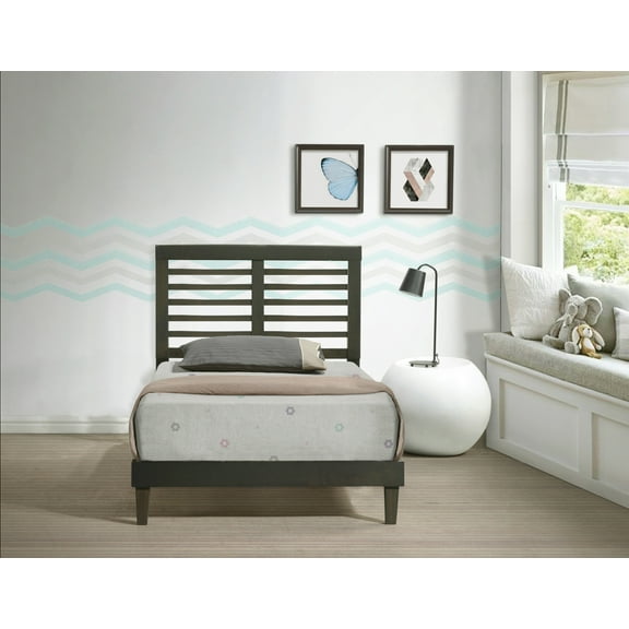 Cappuccino Twin XL Rubberwood and MDF Wooden Platform Bed (Fully Slated)