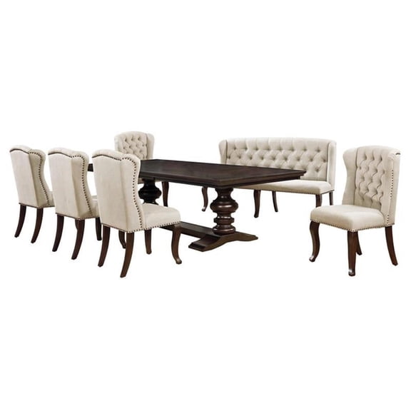 Best Quality Furniture Classic Style 7pc Dining Set with Bench D35