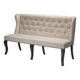 thumbnail image 1 of Cappuccino Wood Dining Bench Upholstered with Beige Linen Fabric, 1 of 5