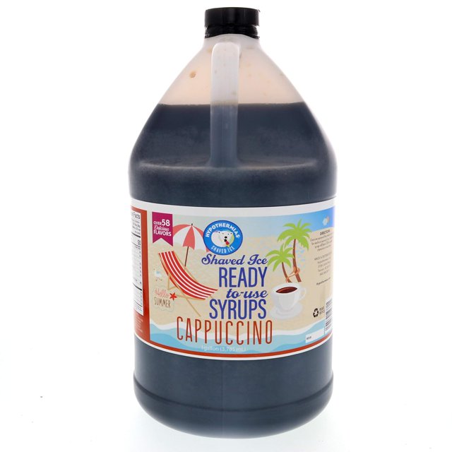 Cappuccino to Use Gallon (128 Fl. Oz) Hawaiian Snow Cone Flavors Syrup