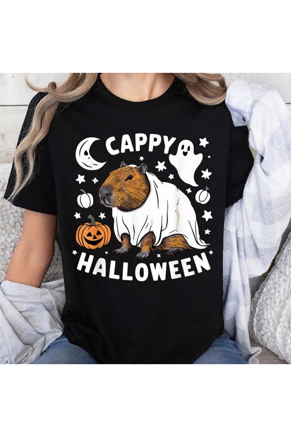 Cappy Halloween - Cute Capybara Ghost Costume Unisex T-Shirt, Sizes S-5XL - Gategoo