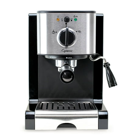 Capresso - EC100 Espresso Machine with 15 bars of pressure, Milk Frother and Thermoblock heating system - Black/Stainless Steel