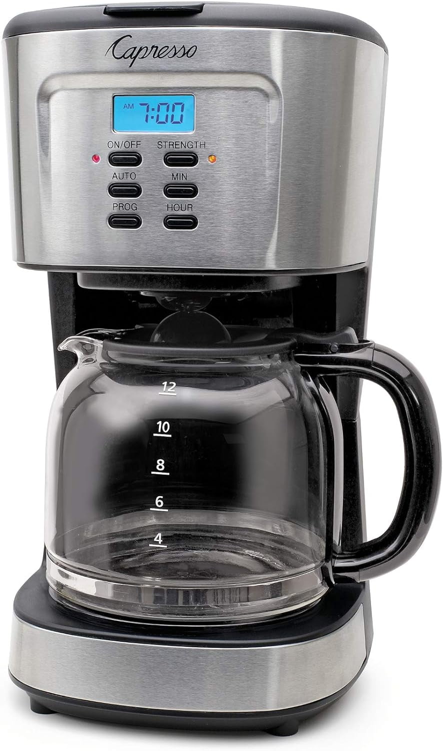 Capresso 12Cup Coffee Maker with Glass Carafe, Stainless and Black 416