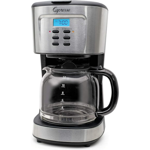 Capresso 12-Cup Coffee Maker with Glass Carafe, Stainless and Black 416.05
