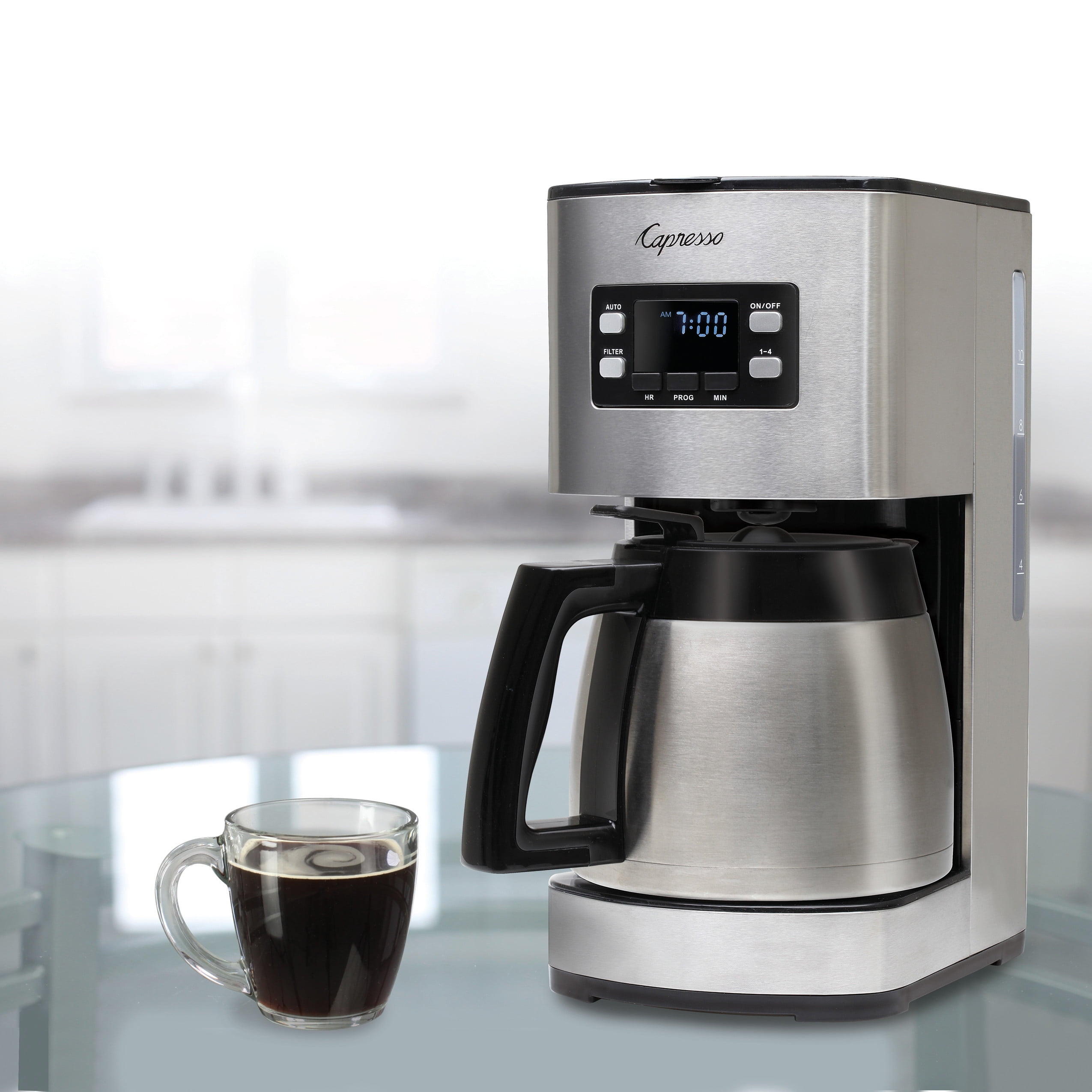 GE 10-Cup Stainless Steel Drip Coffee Maker with Thermal Carafe