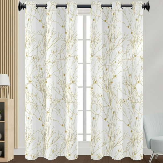 Capreze 1-Piece Floral Eyelet Ring Top Grommet Semi-Blackout Window Curtain Thermal Insulated Window Drape Grommet Top Curtain Valance For Bedroom Style 10 W:43"xH:85"