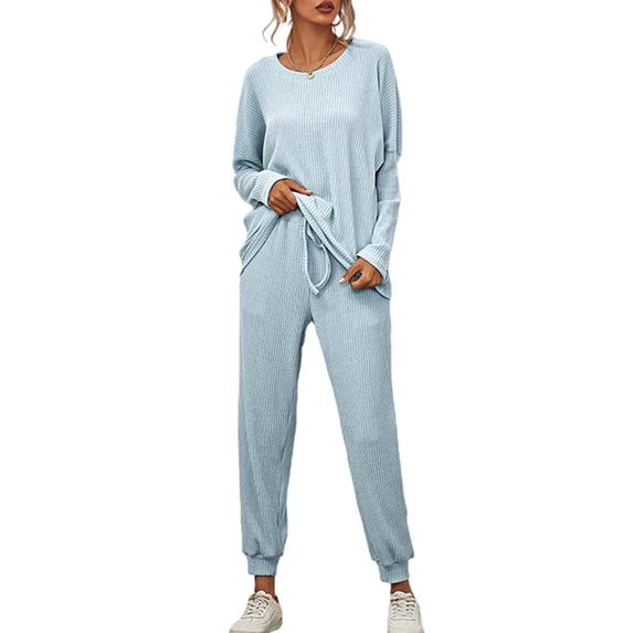 Capreze 2Pcs Plus Size Tracksuit Set For Women Jogger Trouser Pants Long Sleeve Casual Tops Blouse Active Outfits Set Sweatsuit Jogging Activewear Sweatpants