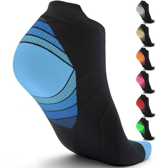 Capreze Athletic Ankle Compression Sock For Women Men,15-20 mmHg Running Compression Sock,Low Cut Compression Sock for Plantar Fasciitis, Heel Foot Pain Relief Arch Support Blue L/XL 10-Pair