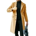 thumbnail image 1 of Capreze Buttons Outwear Notch Lapel Pea Coats Men Plain Flap Pockets Decor Overcoats Winter Solid Color Trench Coat Camel XXXL, 1 of 3