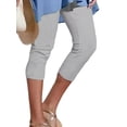 thumbnail image 1 of Capreze Capri Jeggings for Women High Waist Yoga Pants Slim Leg Trousers Summer Comfy Bottoms Capris Leggings Light Gray M, 1 of 2