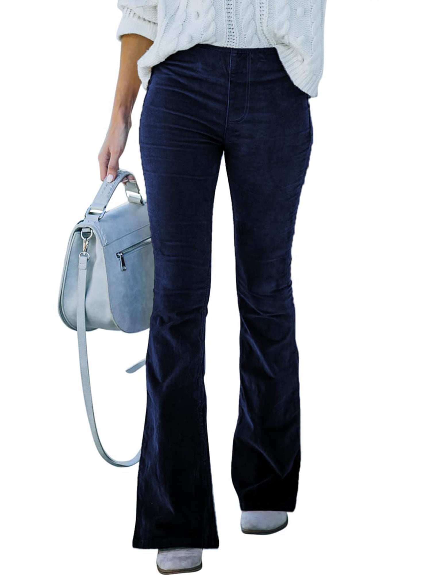 Women's pants flared corduroy elegant, high waist, casual, trendy