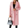 thumbnail image 1 of Capreze Double-breasted Coat Solid Color Outwear Lfor Women V Neck Jacket Autumn Woolen Overcoats Pink XL, 1 of 3