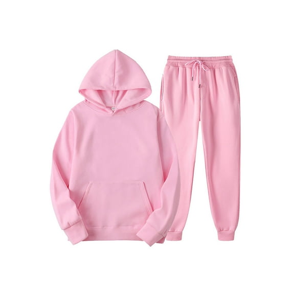 Capreze Drawstring Jogger Sets With Pockets Tracksuit Set for Mens Regular Fit Hooded Loungewear Workout Hoodies Sweatsuit Pink 3XL