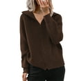 thumbnail image 1 of Capreze Full Zip Sweater Jacket for Women Casual Open Front Cardigan Sweater Lapel Neck Sweaters Knitwear, 1 of 4