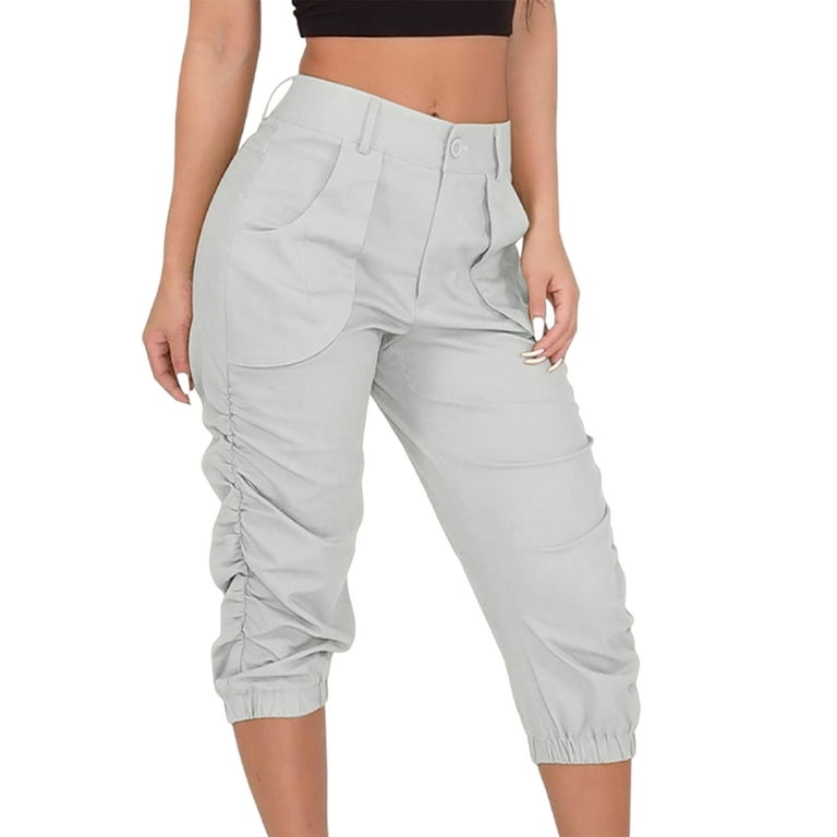 Capreze High Waist Cargo Pants For Womens Yoga Pants Capri Loose Workout  Sweatpants Comfy Lounge Joggers with Pockets Size S-3XL